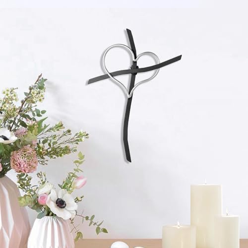 Imerance Wall Cross 12 Inch Love Metal Silver
