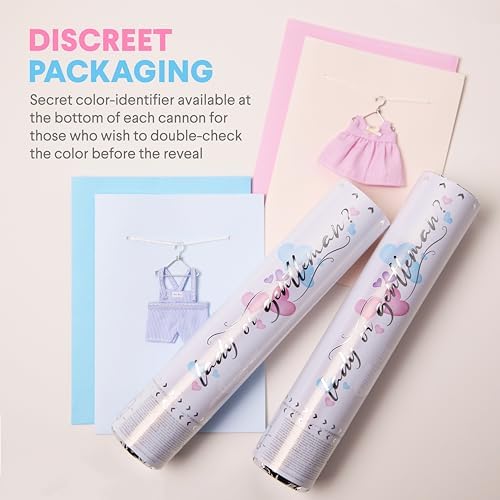 PrimePure Pink Heart Confetti Cannon - 4 Pack Biodegradable Gender Reveal Party Poppers