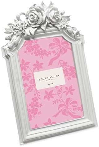 Laura Ashley 4x6 White Rosette Crown Picture Frame With Easel Hook
