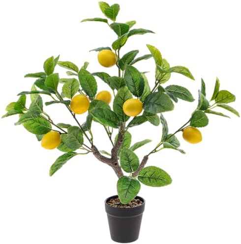 21 Inch Artificial Lemon Tree Potted Plant with Black Pot