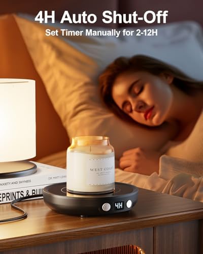 SWEETFULL Mug Warmer with 3 Temp Settings and 4H Safety Timer - Black