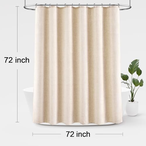 Awellife Linen Shower Curtain Set 72x72 Inch
