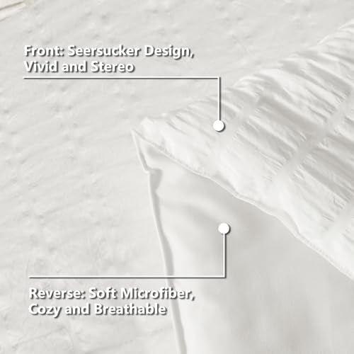 CozyLux Queen Comforter Set White Seersucker 7 Piece Bed in a Bag