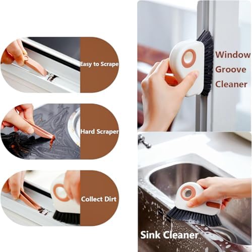 MauSong 2 in 1 Window Track Cleaning Tool with Scraper and Brush