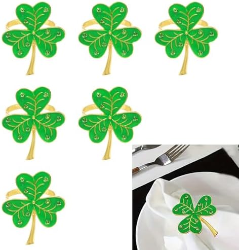 6Pcs Shamrock Napkin Rings for Table Decor