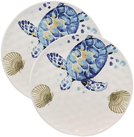 Ebros Nautical Blue White Sea Turtle Dinner Plate Set