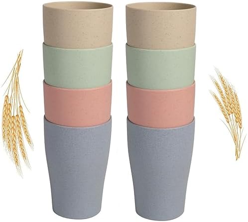 WANBY 8 Pcs Wheat Straw Drinking Cups Set