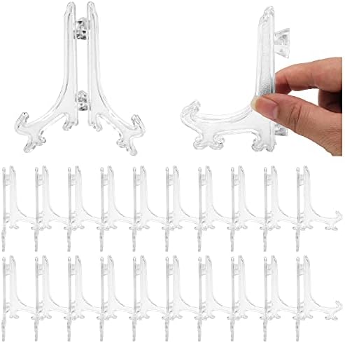 Zorfeter 25Pcs Clear Plastic Easels for Displays