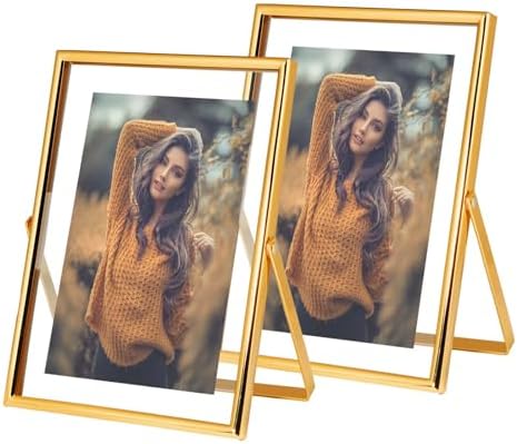 Xinkerco 5x7 Floating Gold Picture Frame 2 Pack