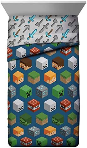 Jay Franco Kids Comforter Minecraft Design Blue Twin