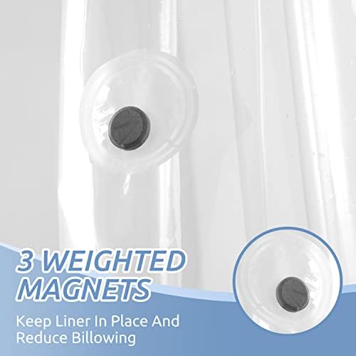Downluxe Waterproof Clear Shower Curtain Liner - 72x72 PEVA 3 Magnets
