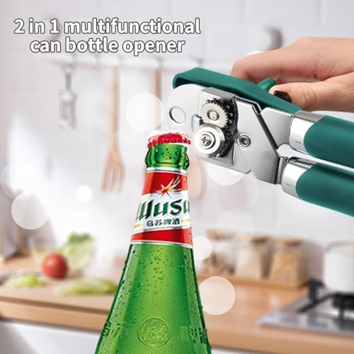 Safring Manual Can Opener with Bottle Opener Heavy Duty Stainless Steel