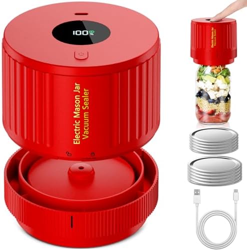 Electric Mason Jar Vacuum Sealer Kit Red
