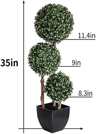 Momoplant 2 Pack 35 Inch Artificial Triple Topiary Ball White