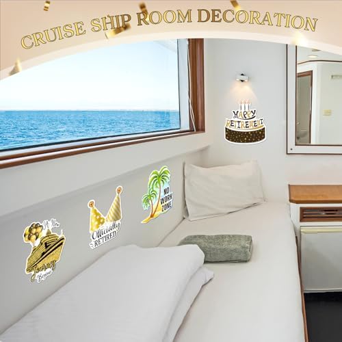 Hoteam 4 Pcs Happy Retirement Cruise Door Magnets