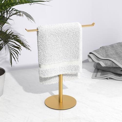 Gold Hand Towel Stand T-Shape Holder for Bathroom and Kitchen