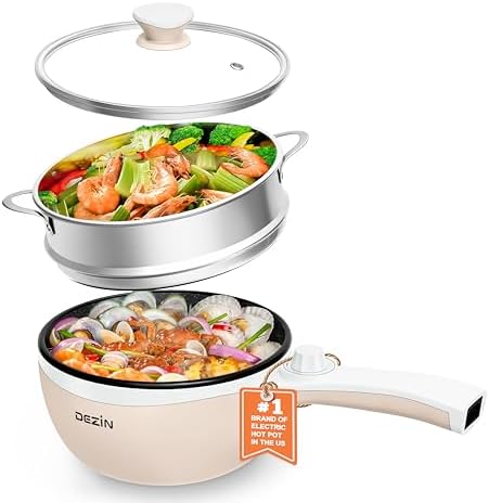 Dezin Hot Pot Electric with Steamer 15L Compact Cooker