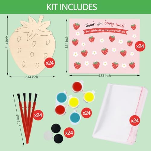 Strawberry Birthday Party Favor Cards with Wood Painting Crafts Bulk