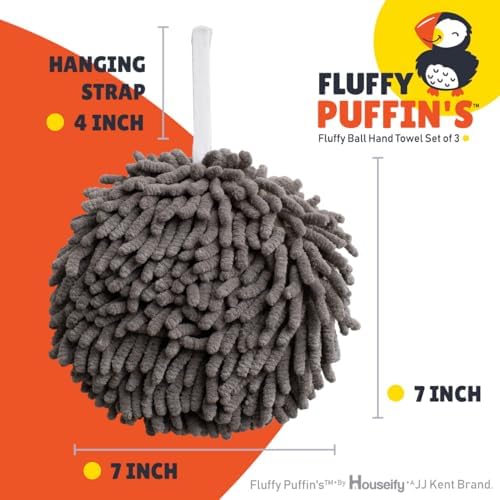 JJ KENT Fluffy Puffins Microfiber Hand Towels Set of 3