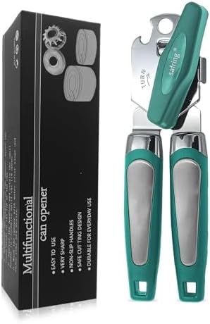 Safring Manual Can Opener with Bottle Opener Heavy Duty Stainless Steel
