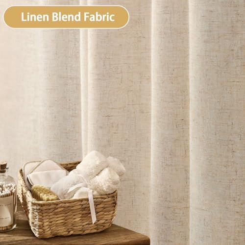 Awellife Linen Shower Curtain Set 72x72 Inch