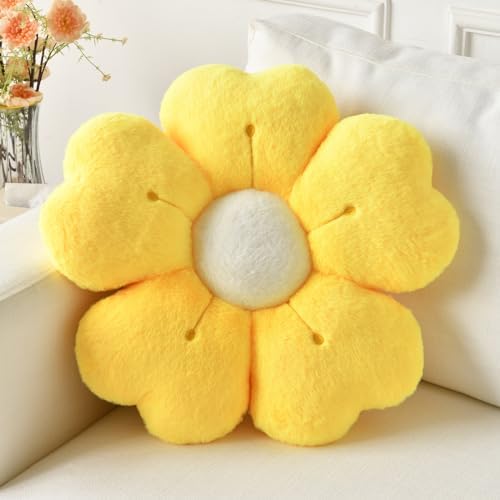Yellow Daisy Flower Pillow Decorative Throw Cushion 15 Inches