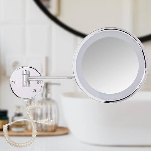 JERDON 5X Magnification Wall-Mount Makeup Mirror