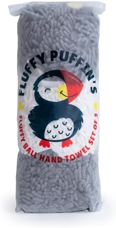 JJ KENT Fluffy Puffins Microfiber Hand Towels Set of 3
