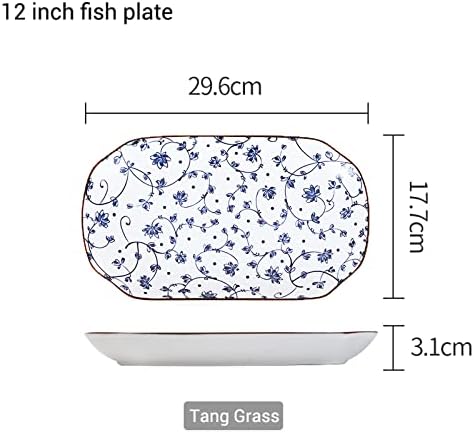 Gegong 12 Inch Fish Plate Blue White Porcelain Serving Plate