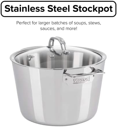 Viking 3-Ply Stock Pot 8 Qt with Glass Lid