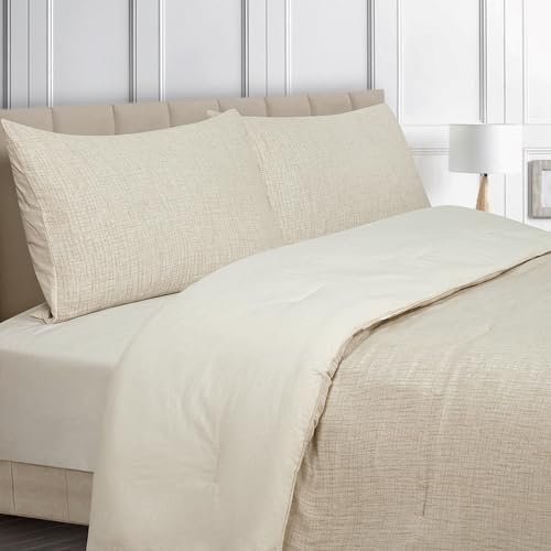 ROYALE LINENS Natural Duvet Cover Full Queen 3 Piece Set