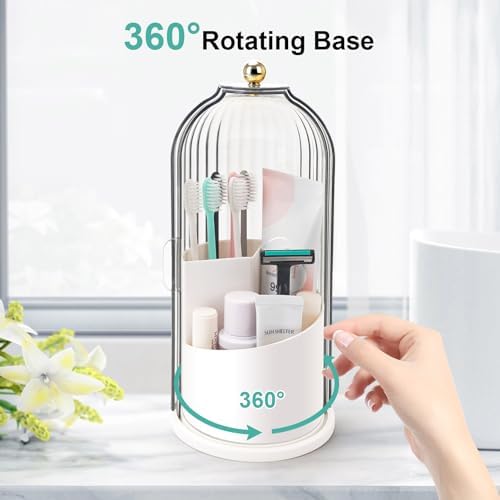 QIYVLOS Toothbrush Holder with Rotating 3 Slots