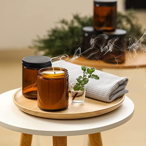 24 Pack 8oz Amber Glass Jars with Black Lids