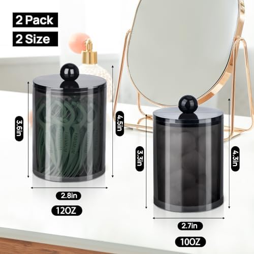 2 Pack Qtip Holder Canister Apothecary Jar Set for Cotton Swabs