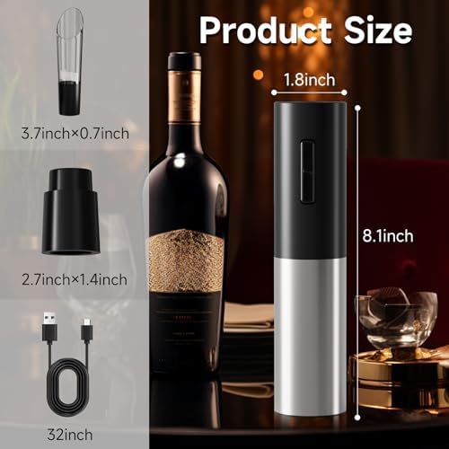 Electric Wine Opener with Air Pump and Foil Cutter 4PCS Set