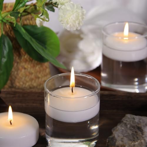 48 Pack White Floating Candles 3 Inch Unscented