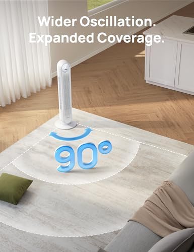 Dreo Tower Fan for Bedroom with 90 Degree Oscillating and 4 Speeds