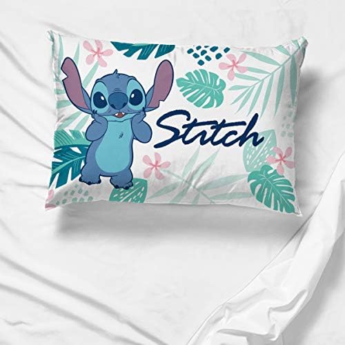 Jay Franco Disney Lilo Stitch Misty Palm Pillowcase - Double Sided Kids Bedding