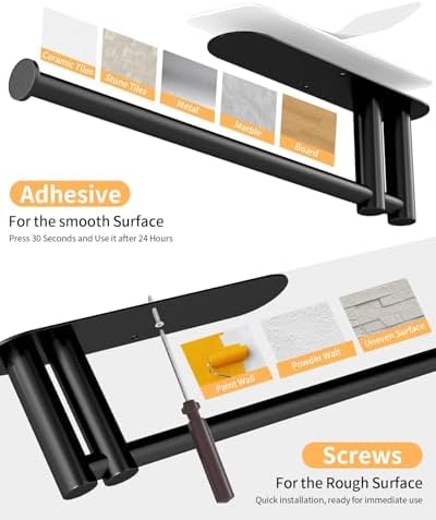 STWWO Under Cabinet Paper Towel Holder 13 Inch Matte Black