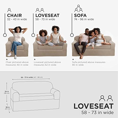 Zenna Home Pixel Ultra Soft Stretch Loveseat Slipcover Sand