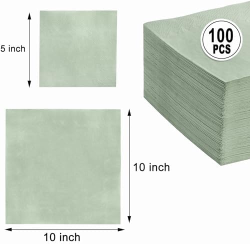 FLOWERCAT 100 Count 2 Ply Green Cocktail Napkins for Party Easter