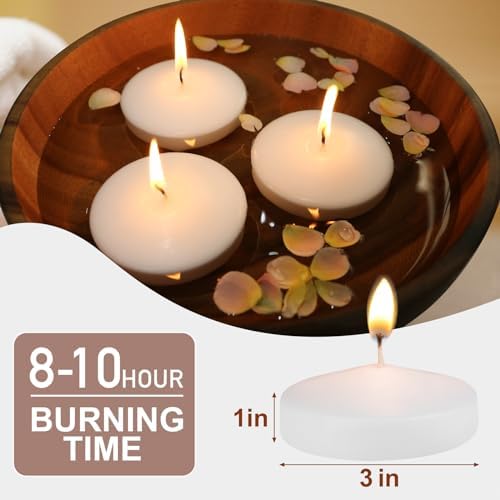 48 Pack White Floating Candles 3 Inch Unscented