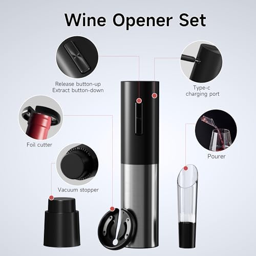 Electric Wine Opener with Air Pump and Foil Cutter 4PCS Set