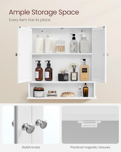 VASAGLE Wall Mounted Bathroom Cabinet with Mirror Doors