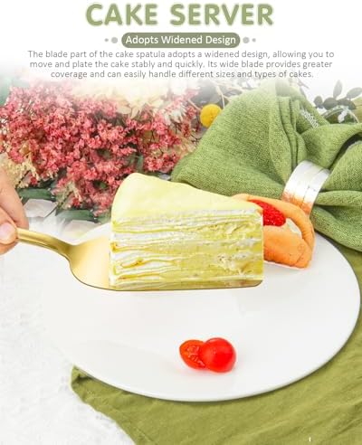 FTAKRY 13-Inch Cake Cutting Set with Gold Finish