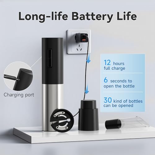 Electric Wine Opener with Air Pump and Foil Cutter 4PCS Set