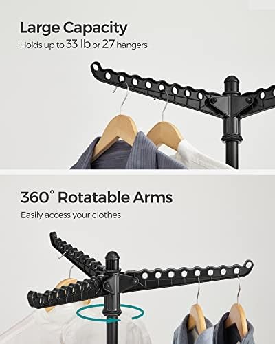 SONGMICS 59 Inch Folding Laundry Drying Rack with 3 Rotatable Arms