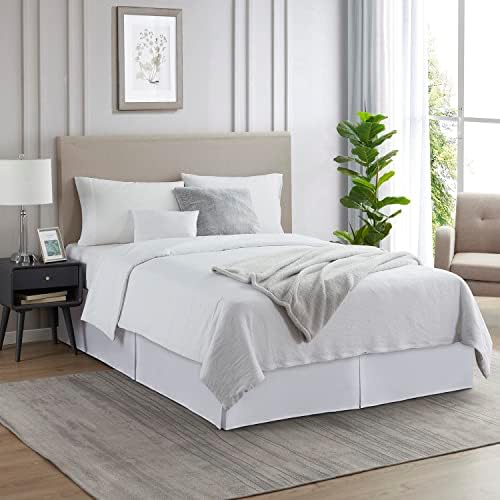 Nestl White Bed Skirt Queen Size 14 Inch Drop