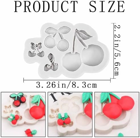 4PCS White Silicone Cherry Mold Set for Fondant Decorations