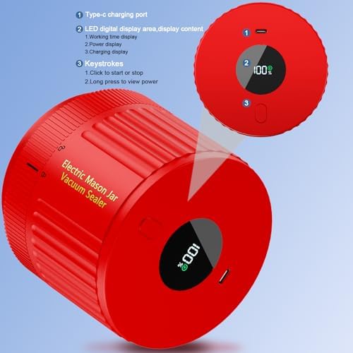 Electric Mason Jar Vacuum Sealer Kit Red